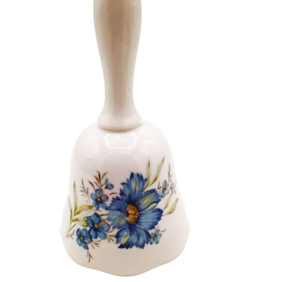 Porcelain Hand Bell Inarco E-4479 Blue Wildflowers Vintage 5 Inch 1970s - Picture 8 of 15